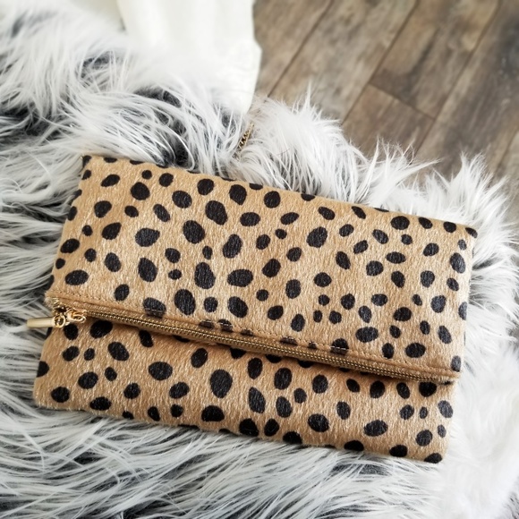 PRINCESS Faux Hide Cheetah Clutch Shoulder Bag - Picture 2 of 9
